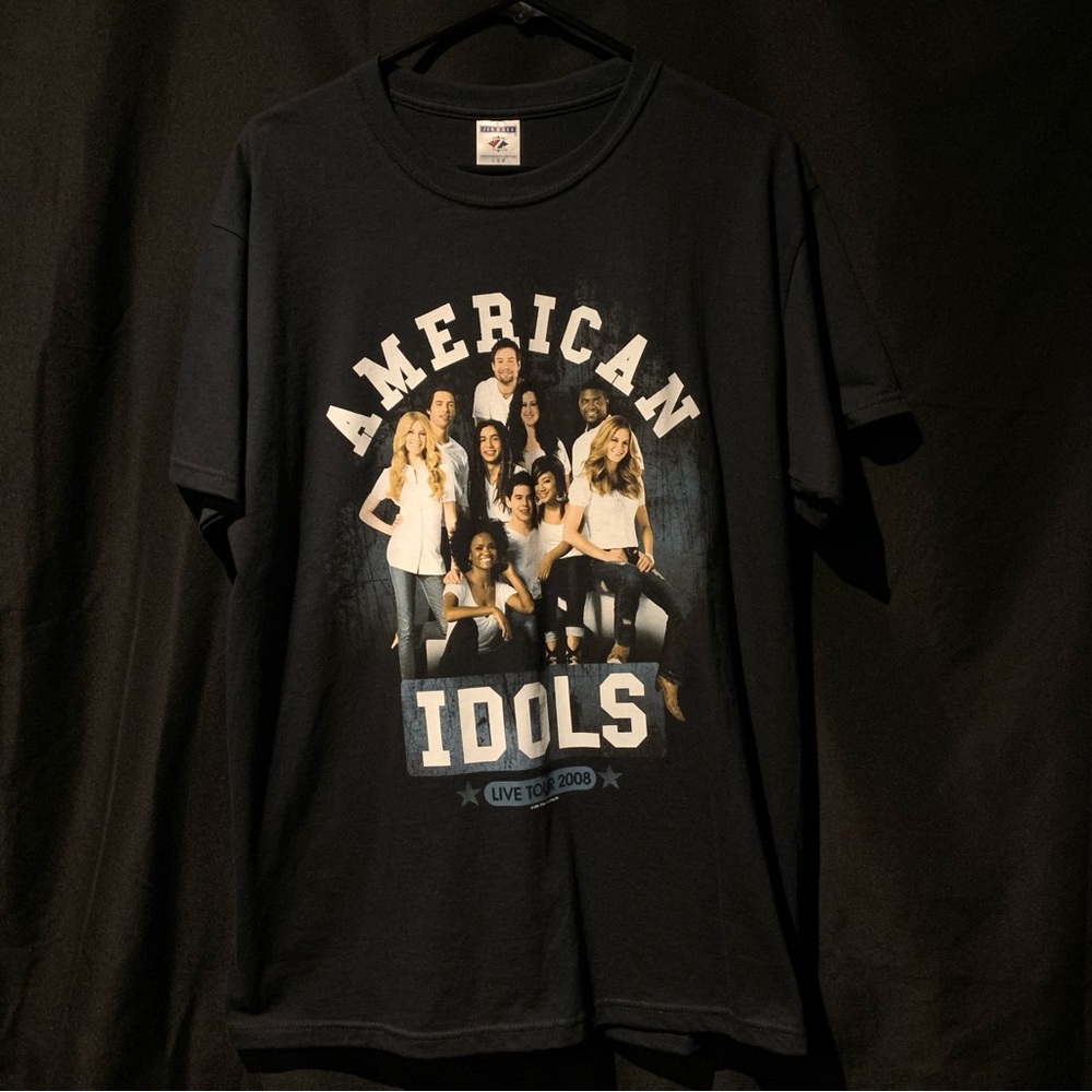 Live Tour 2008 American Idol TV Show Graphic Shirt Sz L Adult S/S Used  20x31